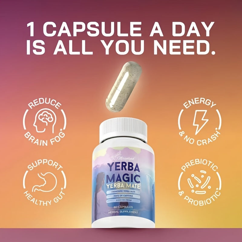 Yerba Mate Capsules - Herbal Energy & Antioxidant Boost With Natural Yerba Mate Extract + B Vitamins | Mother'S Day Gift For Holistic Wellness & Vitality