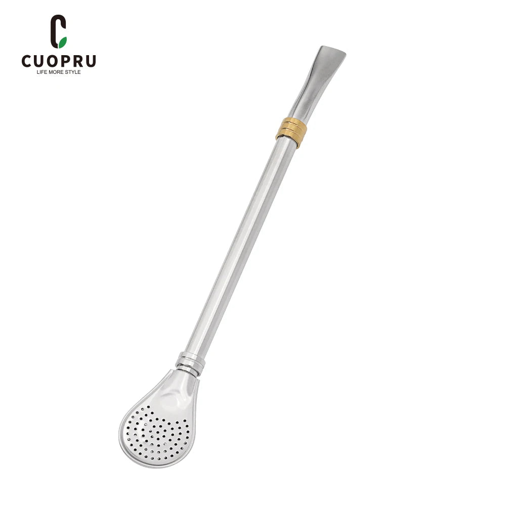 Cuopru tainless Steel Tea Filter Yerba Mate Tea Straws Bombilla Gourd Reusable Tea Tools Drinking Straw Spoon Washable Tea Coffe