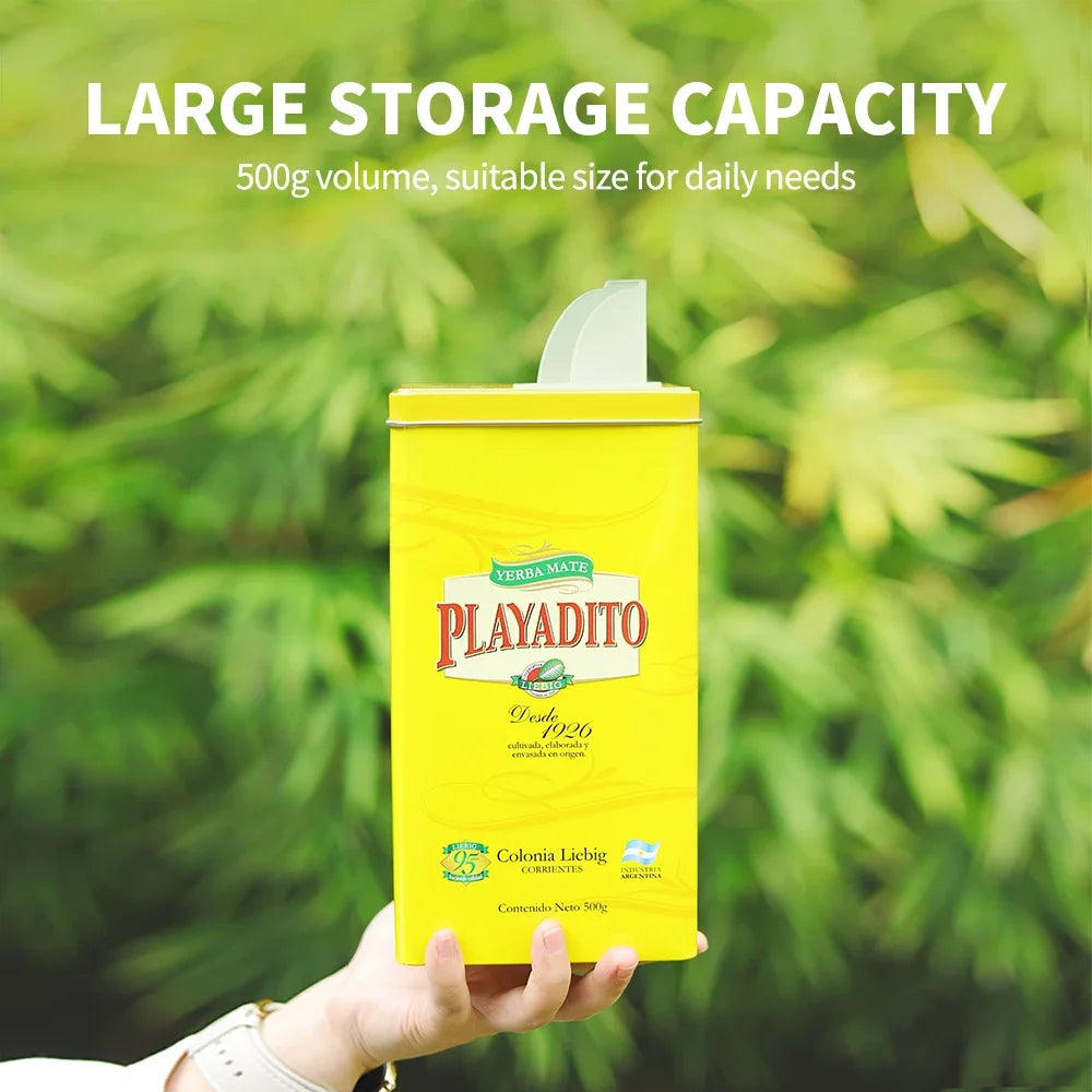 500g Kitchen Organizer with Lid,Metal Storage Jars, Tea, Coffee, Sugar, Countertop, Food Container Box, Yerba Mate Organization