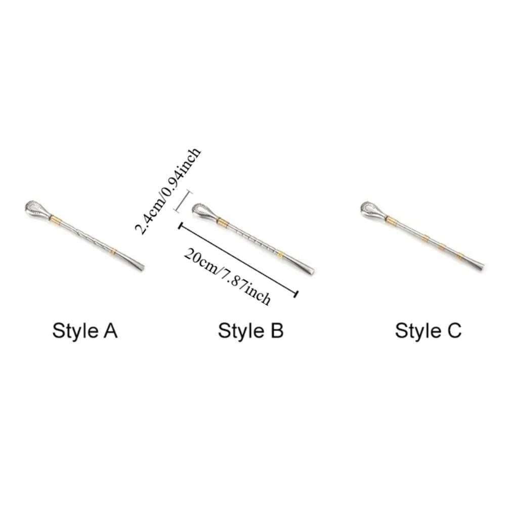 2 Piece Multifunctional Stainless Steel Yerba Mate Tea Spoon Reusable Rust-proof Drinking Straw Detachable Tea Filter Bar