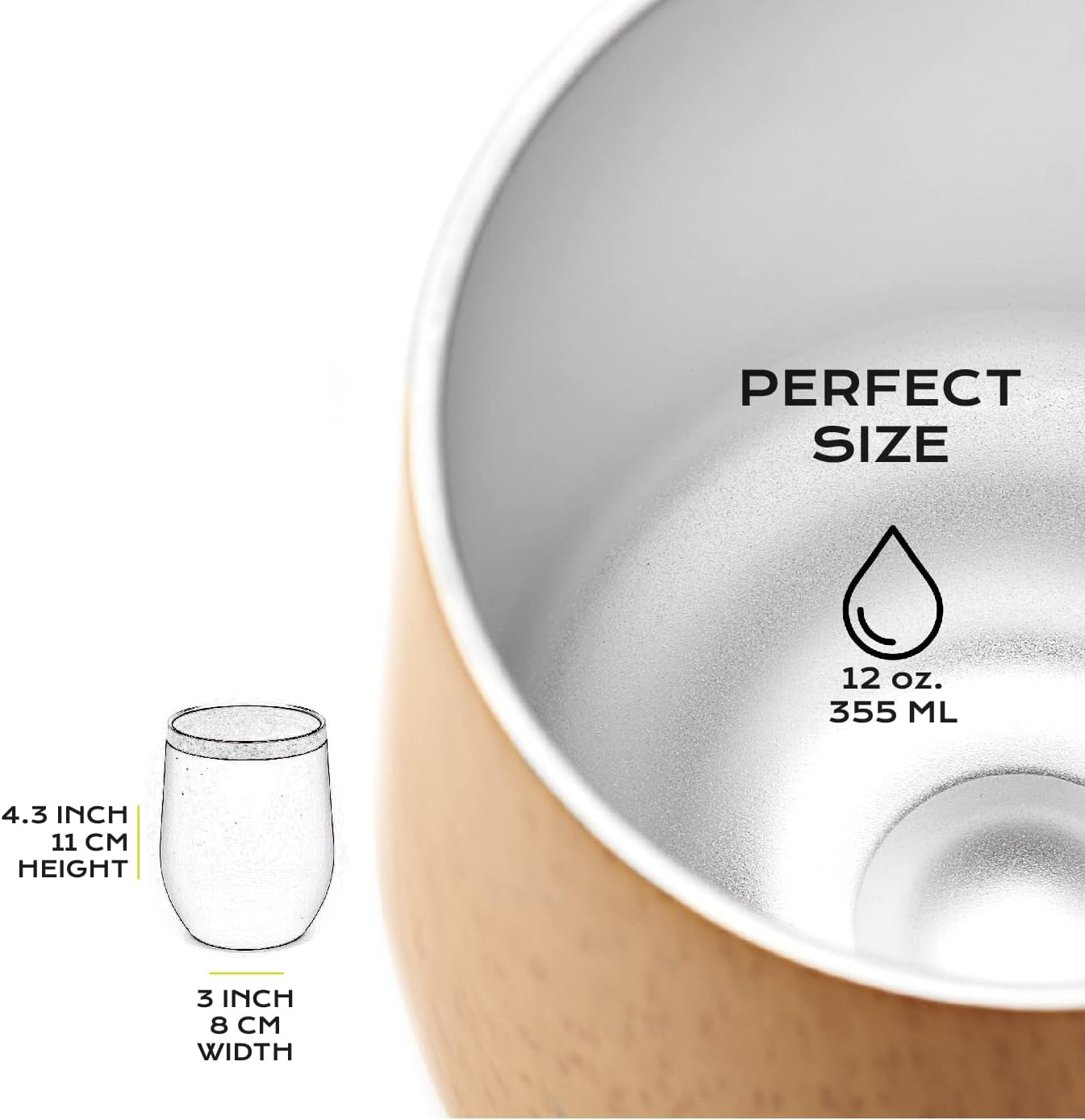 5 Pcs Large Yerba Mate Cup and Bombilla Kit, Includes One 12 Oz Yerba Mate Gourd with Lid, Two Bombillas Mate Straw and One Cleaning Brush | Stainless Steel | Double Walled