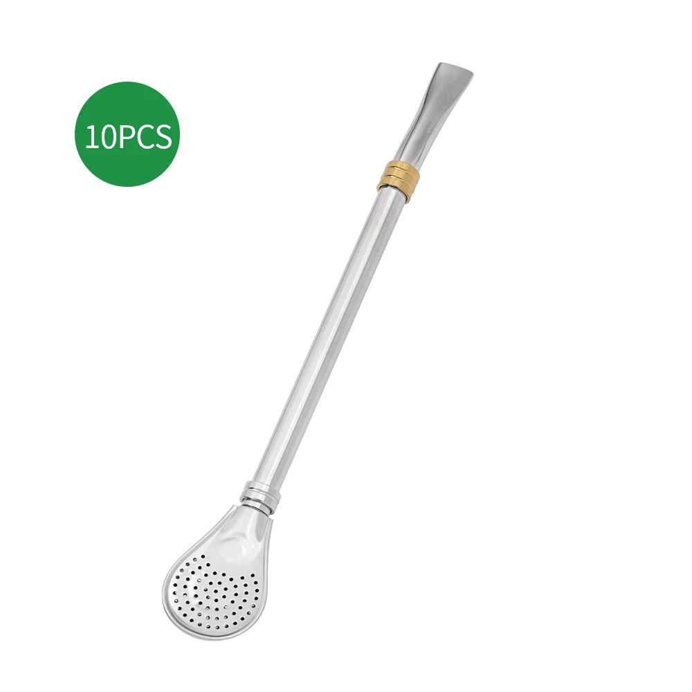Cuopru tainless Steel Tea Filter Yerba Mate Tea Straws Bombilla Gourd Reusable Tea Tools Drinking Straw Spoon Washable Tea Coffe